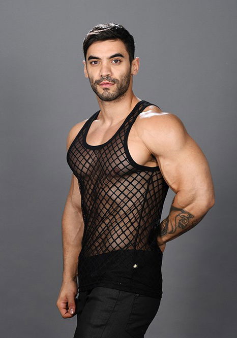 Brunos \ Fashion Sale \ Andrew Christian \ Andrew Christian Lattice Lace Sheer Tank Top