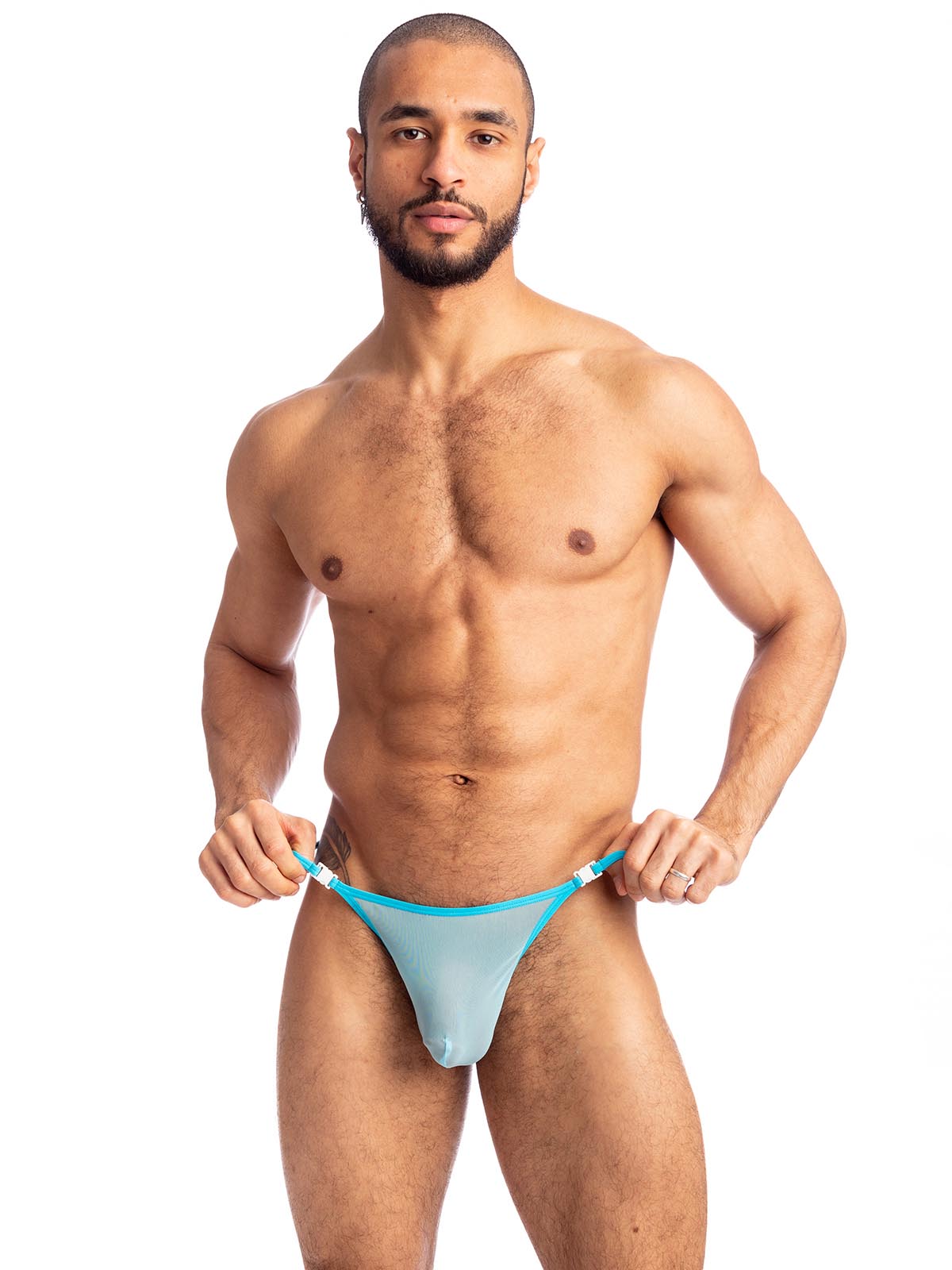 Brunos \ Strings | Tangas | Thongs \ L'homme Invisible \ Striptease Thong Cristallo | Sky Blue