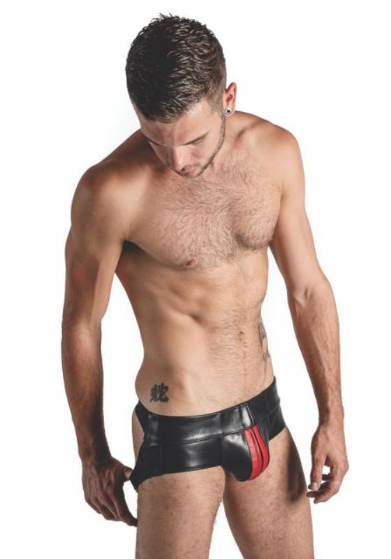 Powerjock Striped Echtleder | Black/Red