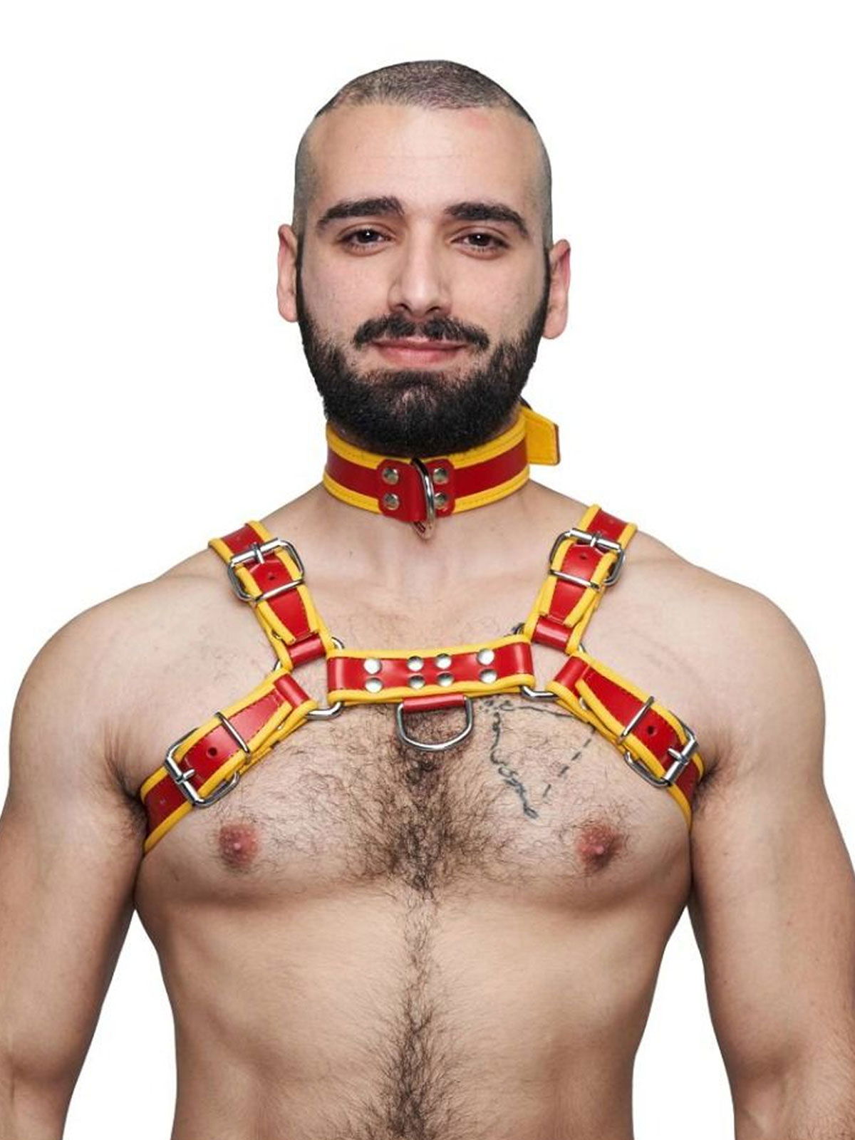Brunos \ Mister B \ Mister B \ Halsband Leder Circuit | Red/Yellow
