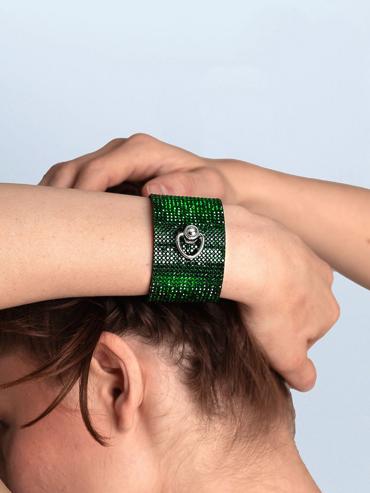 Brunos \  \ Lorand Lajos \ Cuff Armband mit Ring Crystal | Green