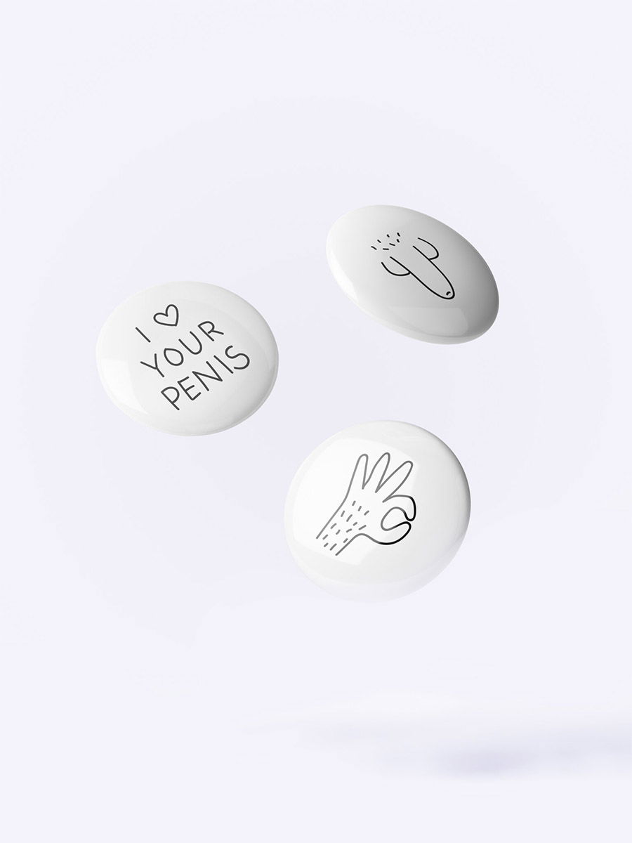 Brunos \ Accessoires \ Dicks Don't Lie \ Butt-Ons "I love your Penis" | 3-Pack