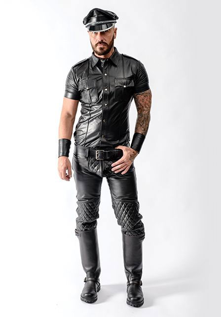 Mister B Police Shirt Leder Kurzarm Mister B Police Shirt Leder Kurzarm