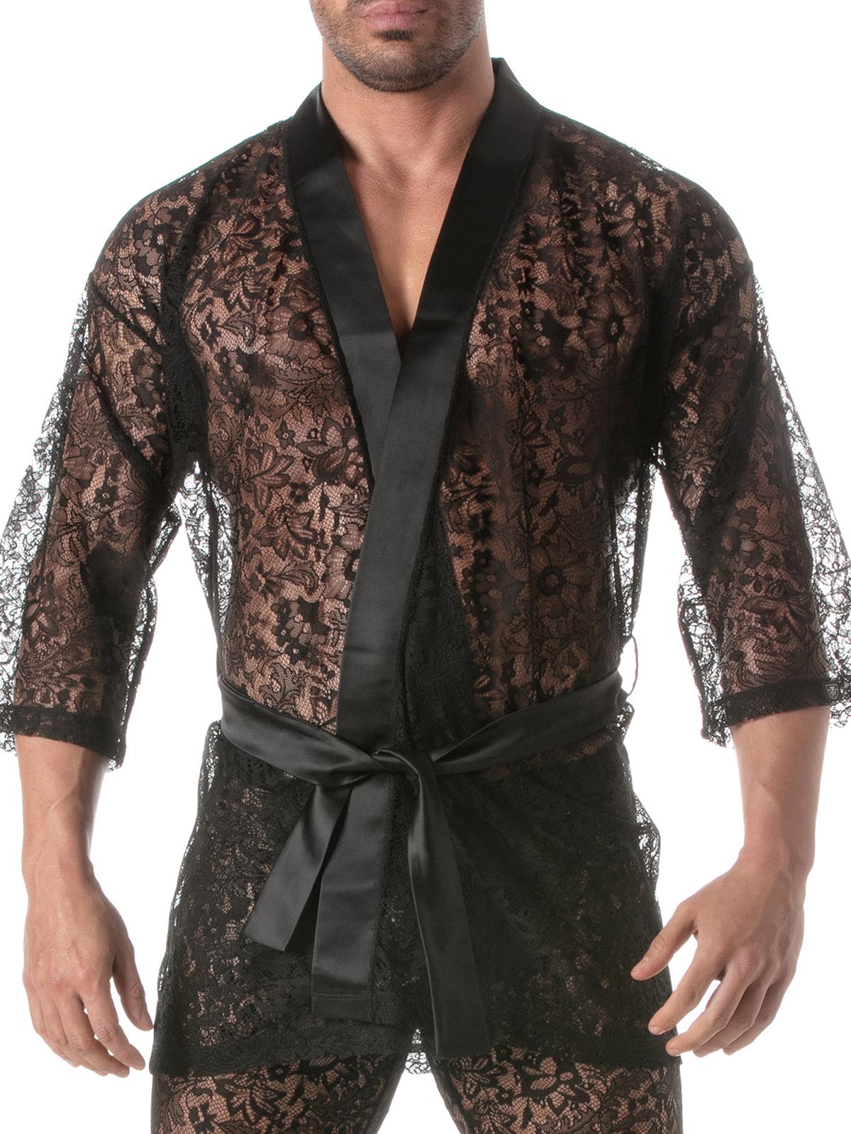 Brunos \  \ TOF Paris \ Lace Kimono Vest | Black