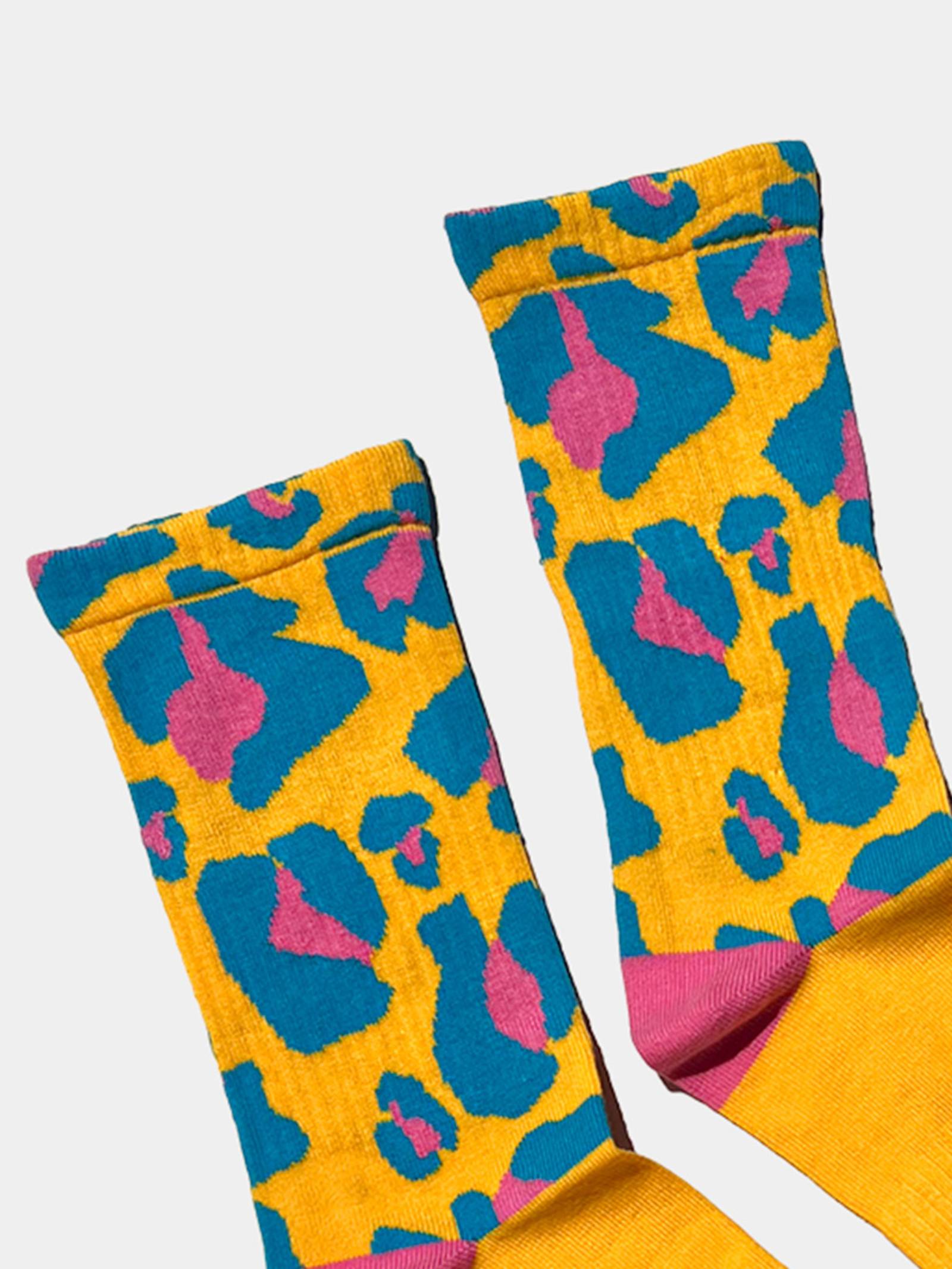 Brunos \ Fashion Sale \ Barcode Berlin \ Gym Socks Leopard | Yellow/Pink/Blue