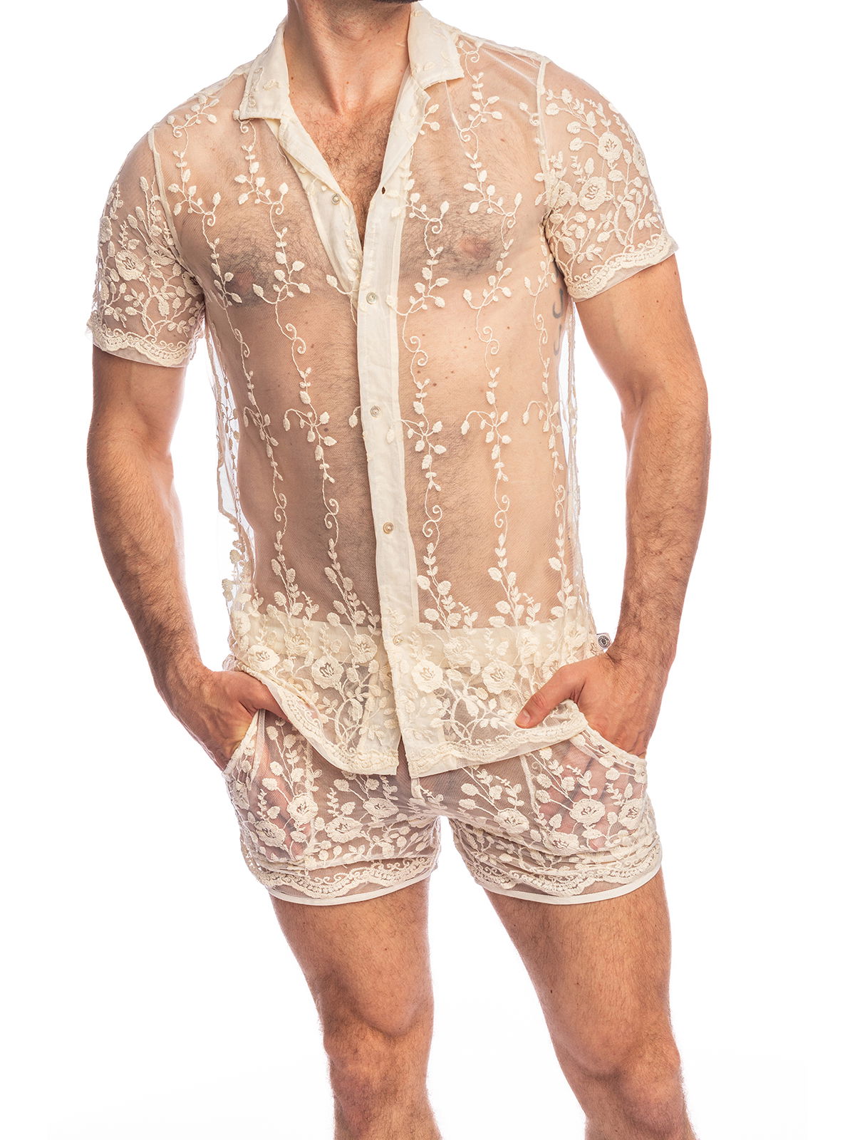 Brunos \ Shorts | Pants \ L'homme Invisible \ Short Sheer Embroidered La Ballet | White