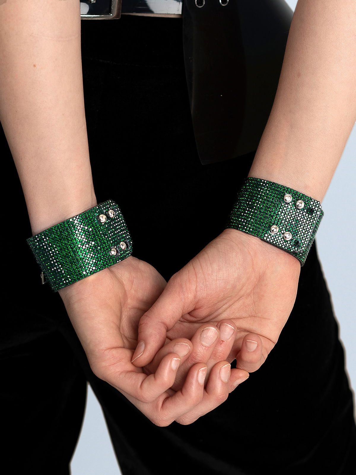 Brunos \  \ Lorand Lajos \ Cuff Armband mit Ring Crystal | Green