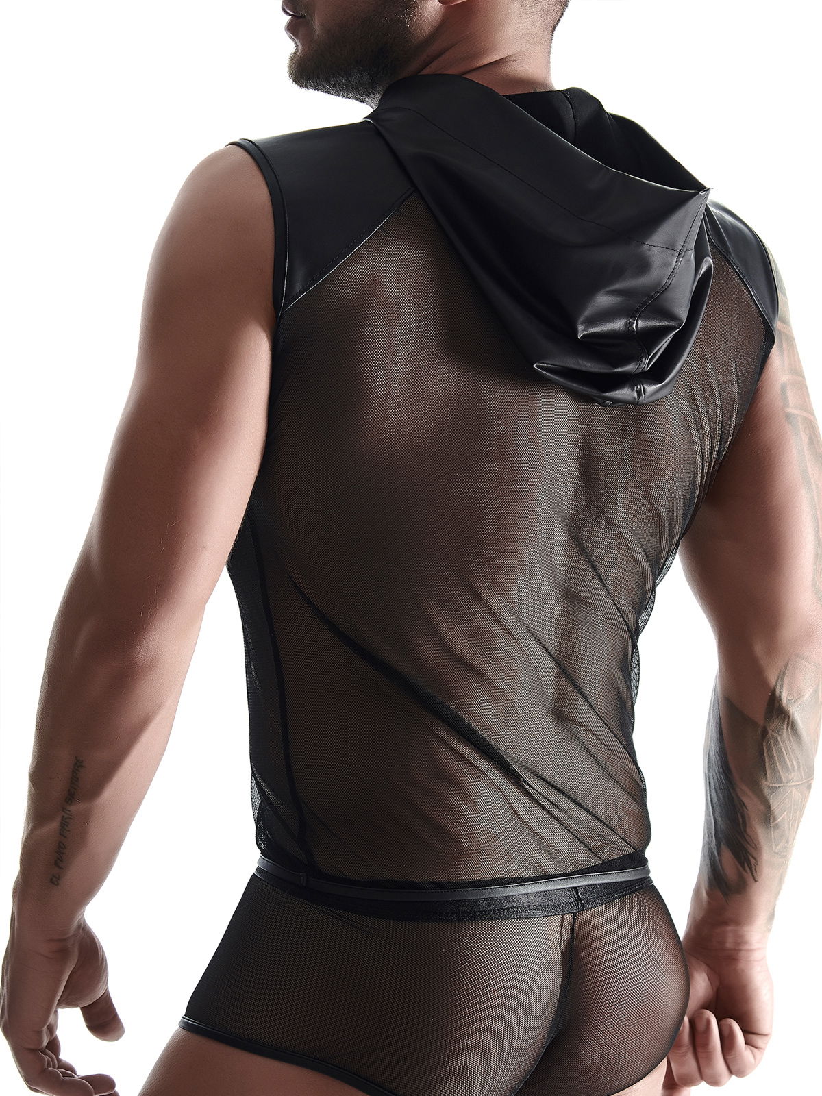 Brunos \ Regnes Fetish Planet \ Regnes Fetish Planet \ Shirt Mesh mit Kapuze | Black