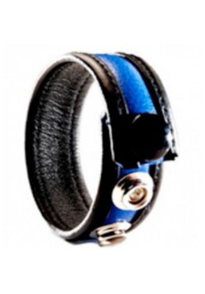 Brunos \  \  \ 3 Snap Leather Cock Ring Black/Blue