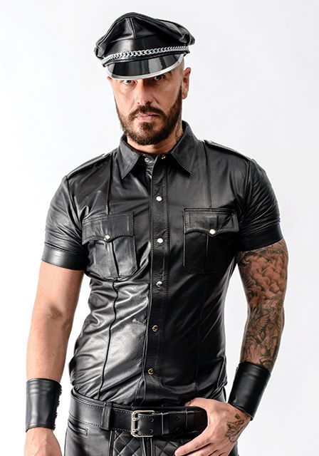 Mister B Police Shirt Leder Kurzarm Mister B Police Shirt Leder Kurzarm