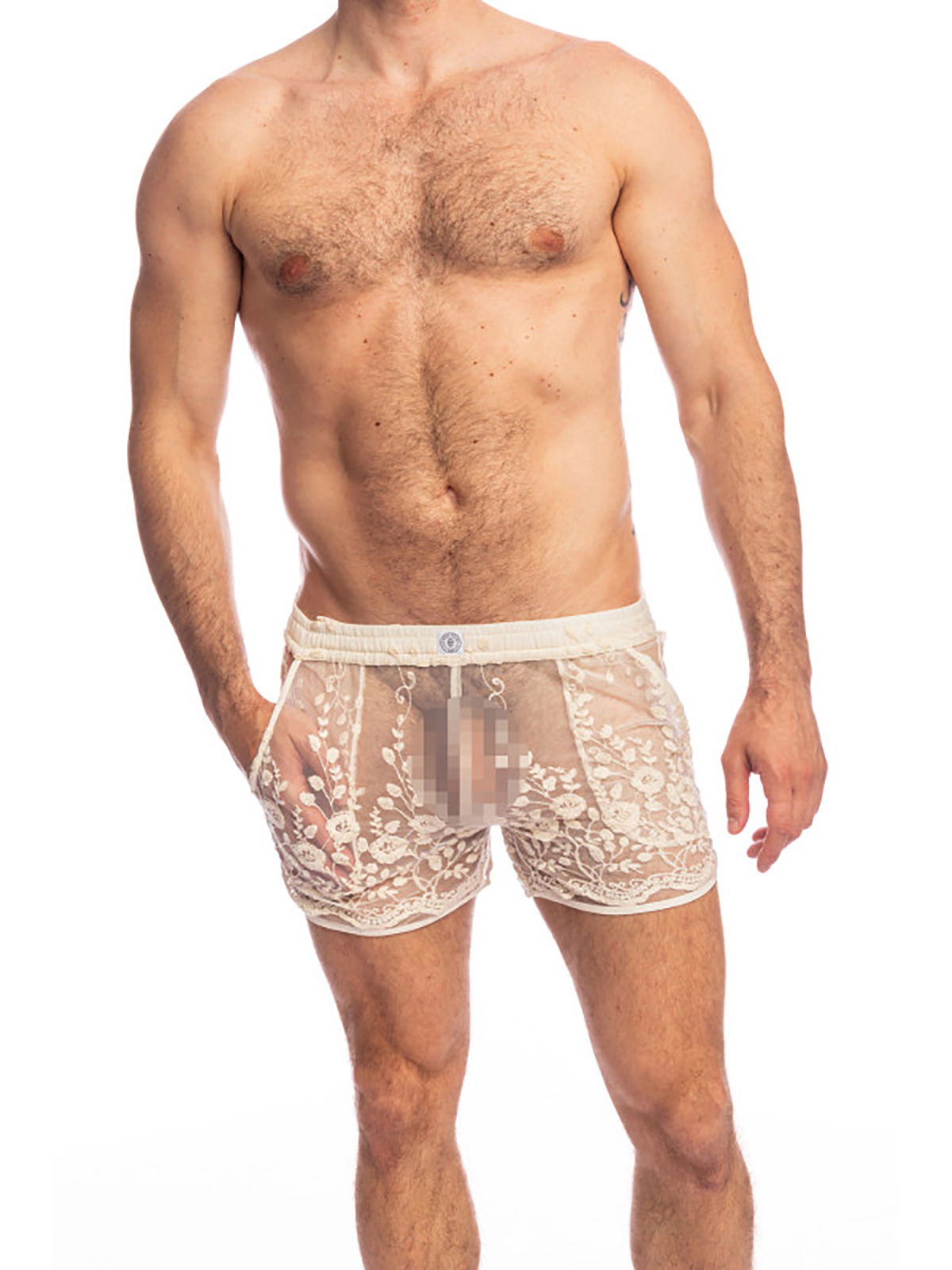 Brunos \ Shorts | Pants \ L'homme Invisible \ Short Sheer Embroidered La Ballet | White