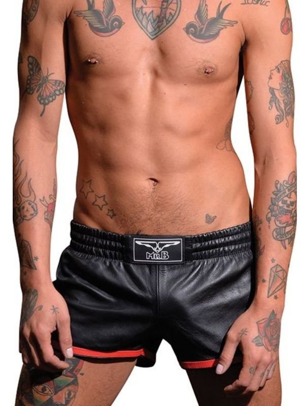 Leder Sport Shorts | Black/Red
