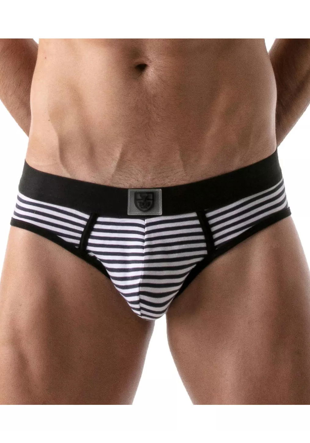 Brunos \  \ TOF Paris \ Push-Up Bottomless Brief Navy Stripes