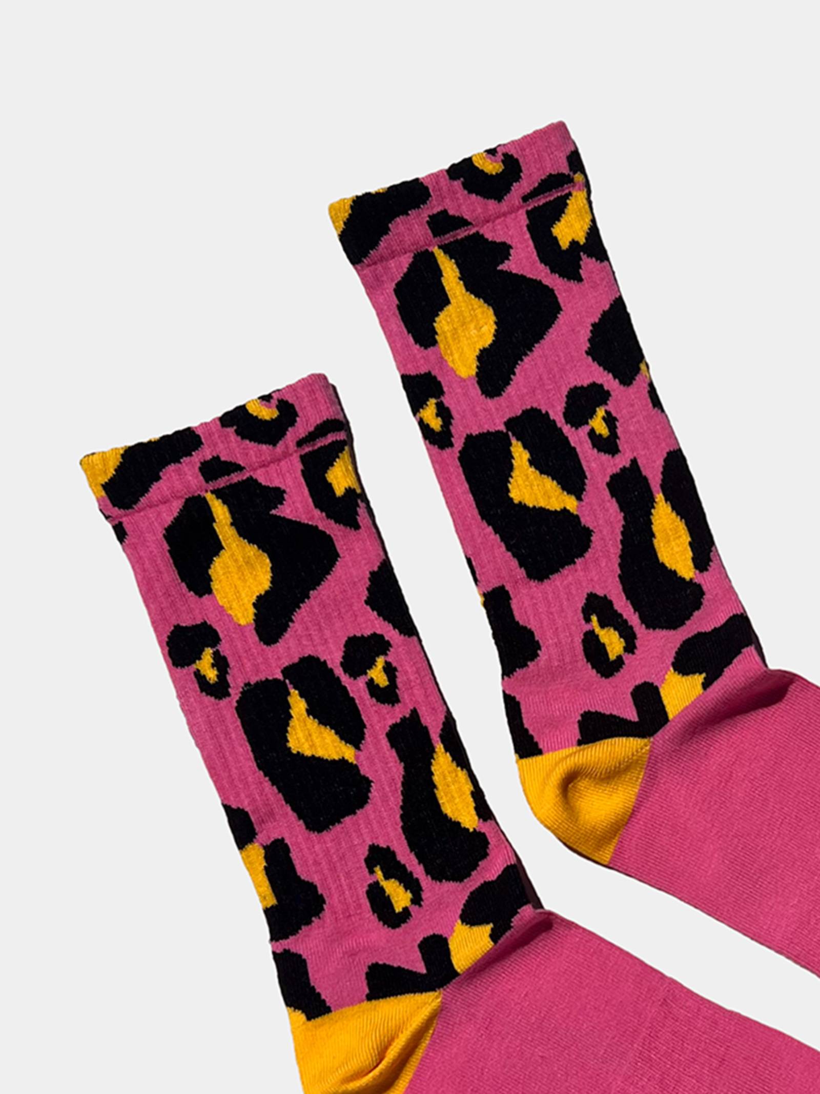 Brunos \ Fashion Sale \ Barcode Berlin \ Gym Socks Leopard | Pink/Yellow/Black