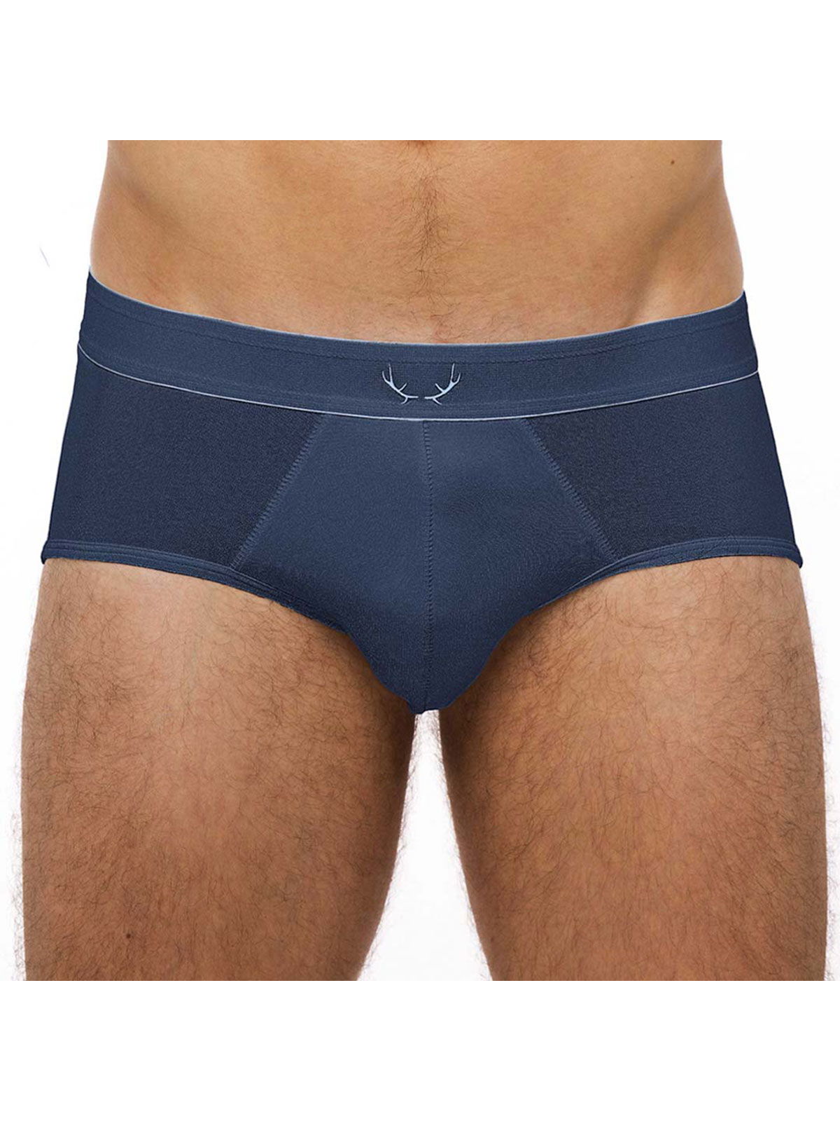 white briefs - blue stitching - Bluebuck men's underwear - BLUEBUCK