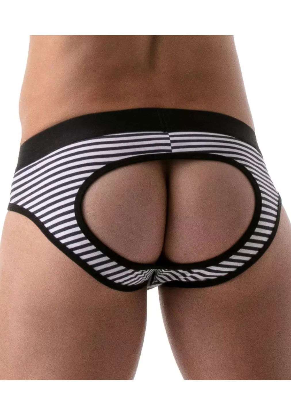 Brunos \  \ TOF Paris \ Push-Up Bottomless Brief Navy Stripes