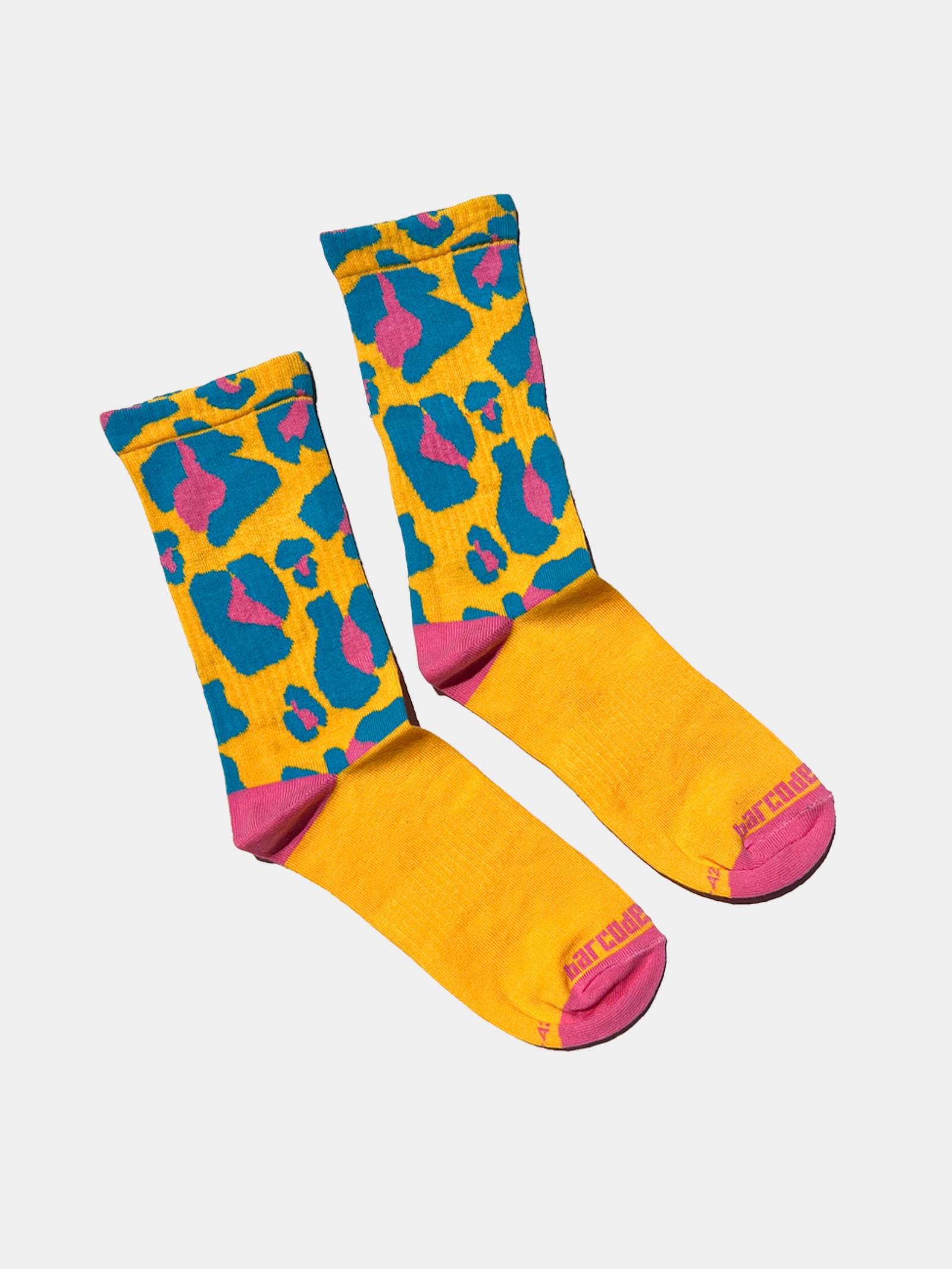 Brunos \ Fashion Sale \ Barcode Berlin \ Gym Socks Leopard | Yellow/Pink/Blue