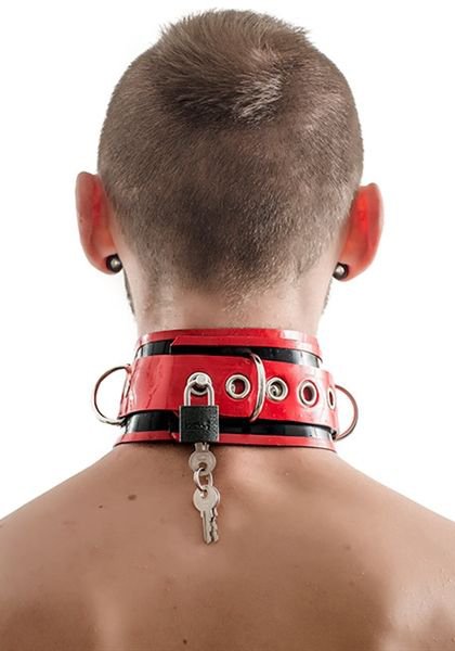 Rubber Collar Lockable Halsband | Red/Black