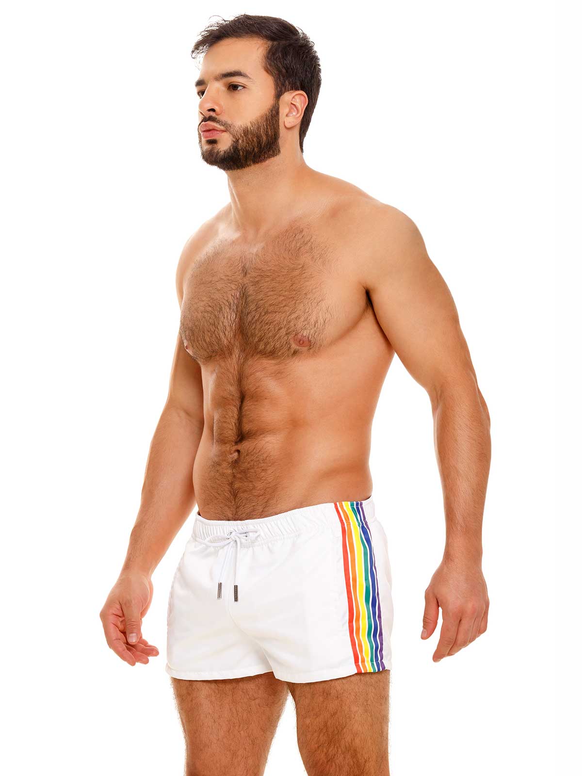 Brunos \ JOR \ JOR \ Mini Short Rainbow Beachwear | White