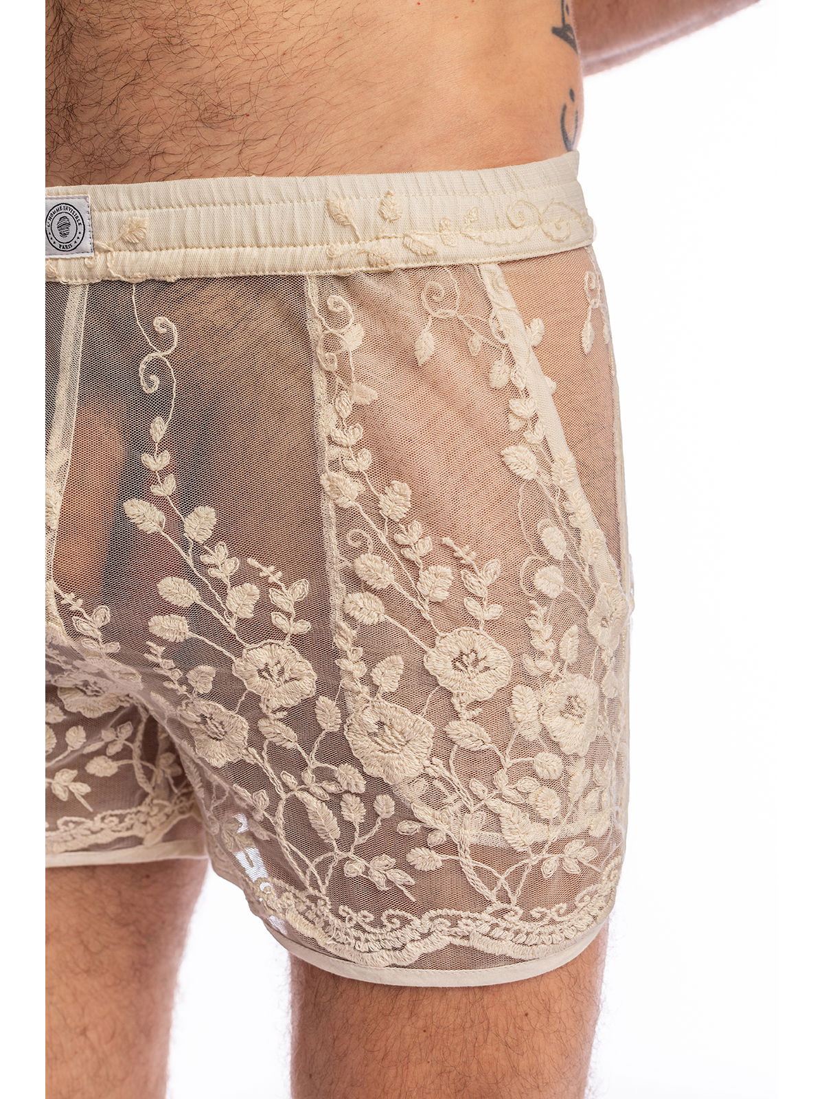 Brunos \ Shorts | Pants \ L'homme Invisible \ Short Sheer Embroidered La Ballet | White