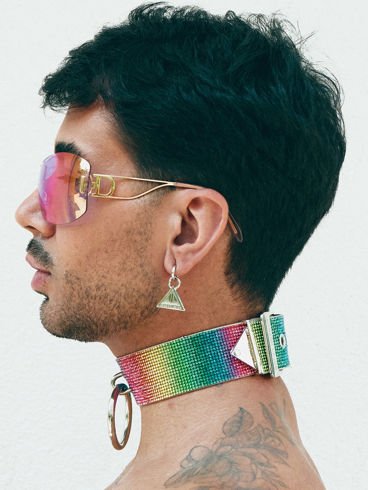 Brunos \ NEU \ Lorand Lajos \ Choker mit Ring Crystal | Rainbow