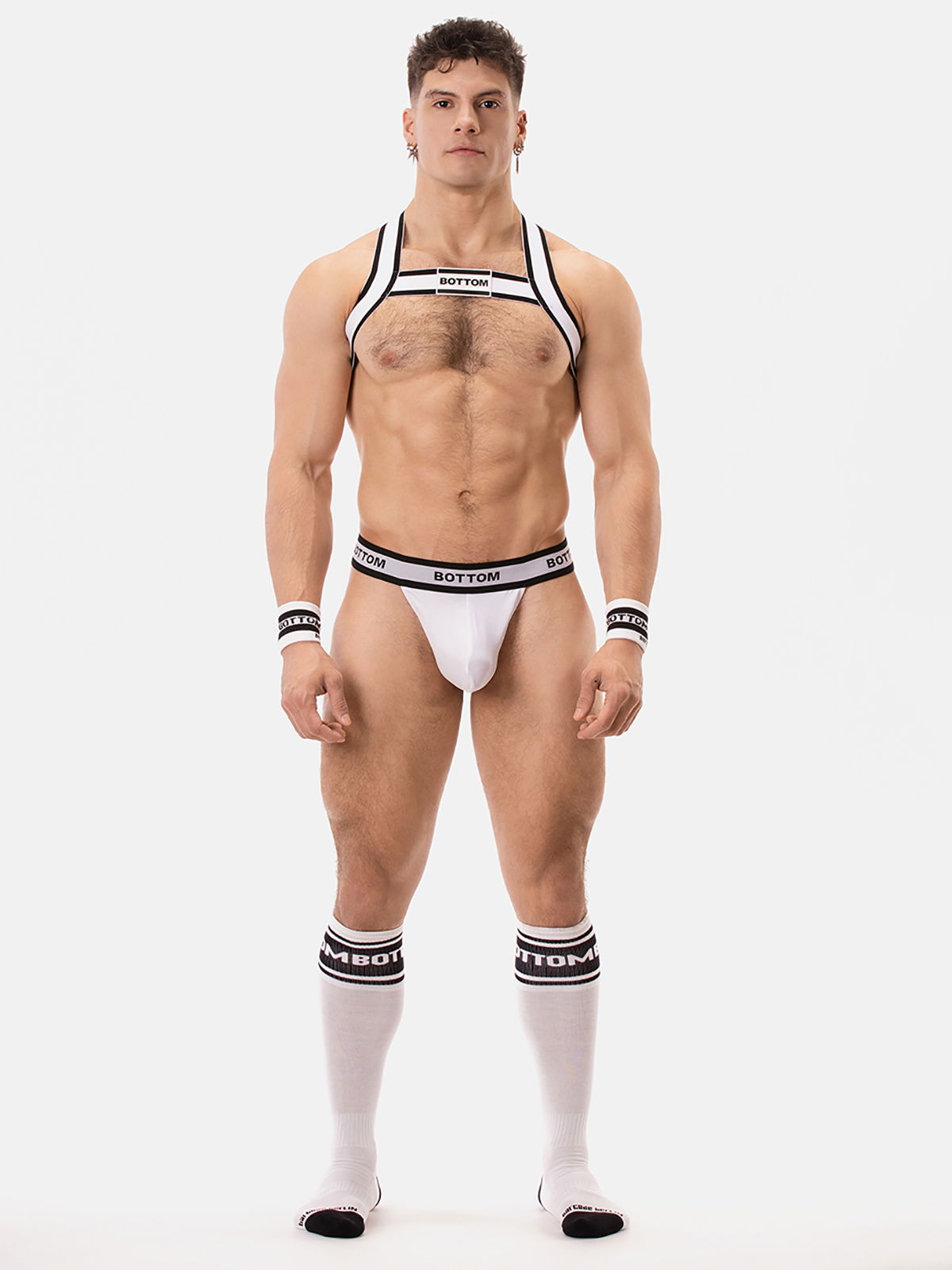 Brunos \ Jocks \ Barcode Berlin \ Suspender Slip BOTTOM | White/Black