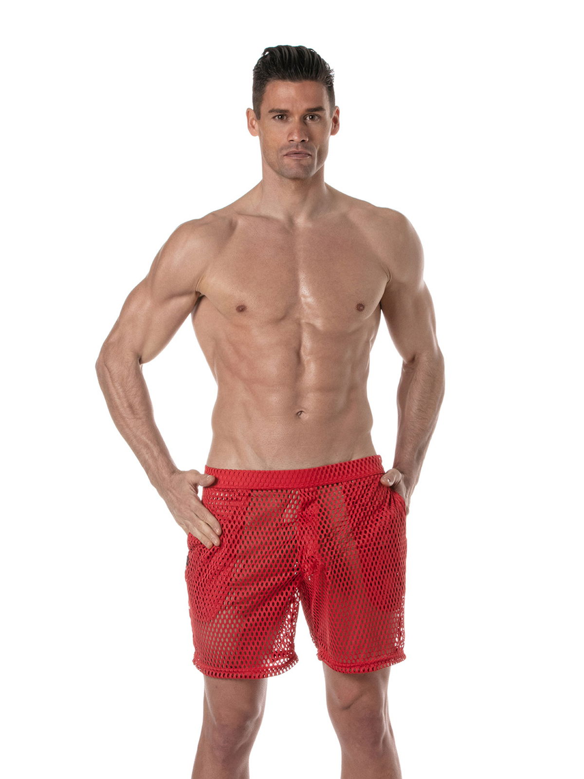 Brunos \ NEU \ TOF Paris \ See Through Mens Long Shorts | Red