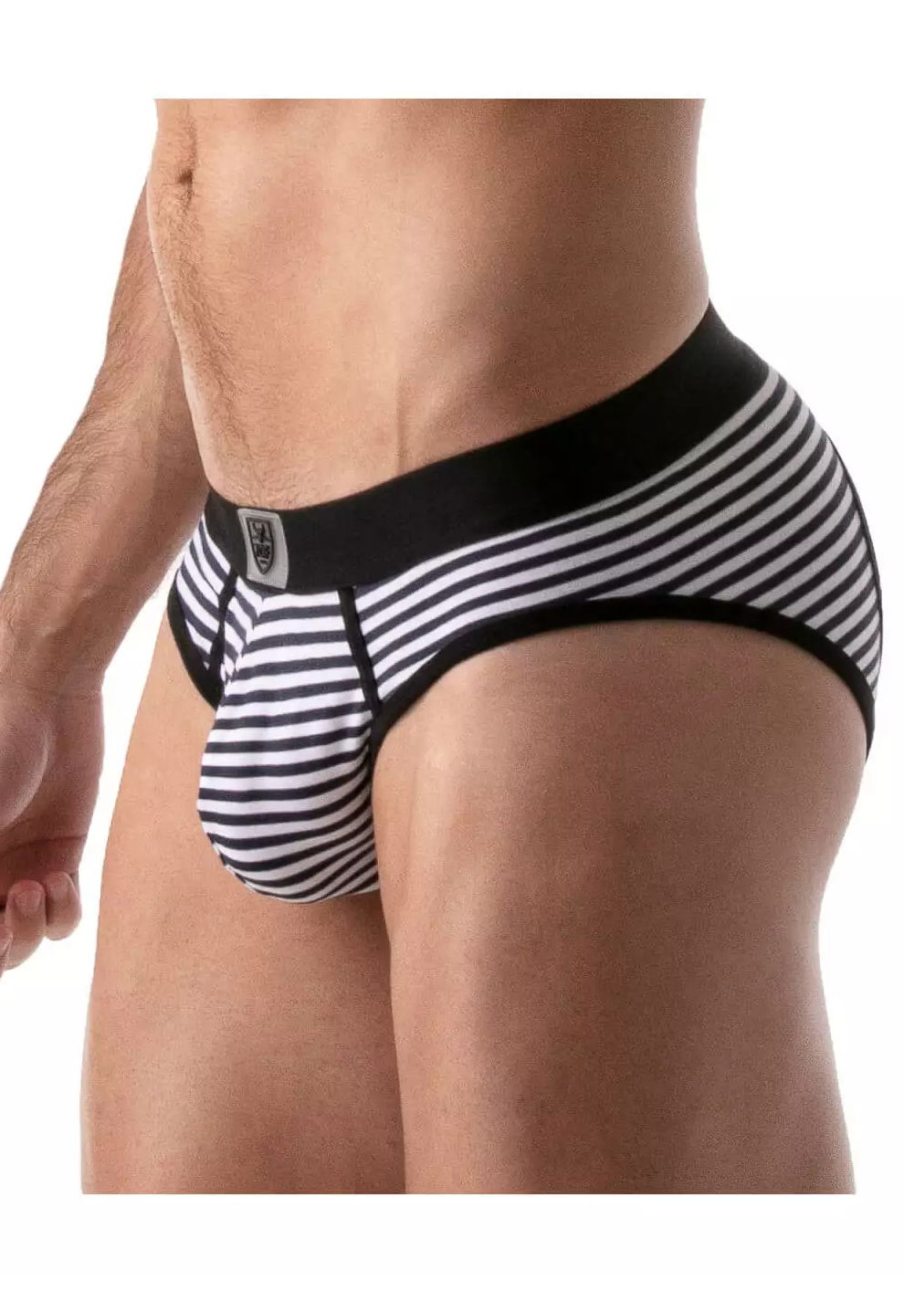 Brunos \  \ TOF Paris \ Push-Up Bottomless Brief Navy Stripes