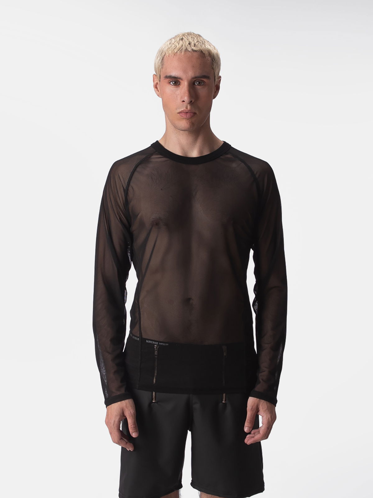 Brunos \ Fashion Sale \ Barcode Berlin \ Mesh Long Sleeve Zo | Black